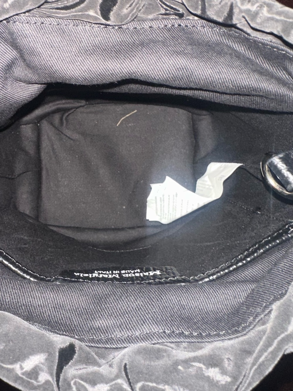 Maison Martin Margiela Black Pebbled Leather Mini Bucket Bag with Silver Chain - Picture 5 of 7